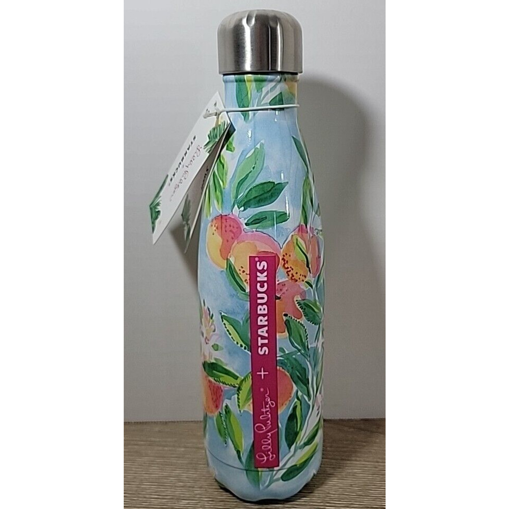 Starbucks Swell Lilly Pulitzer 17Oz Water Bottle Peach Resort Floral Thermos NWT